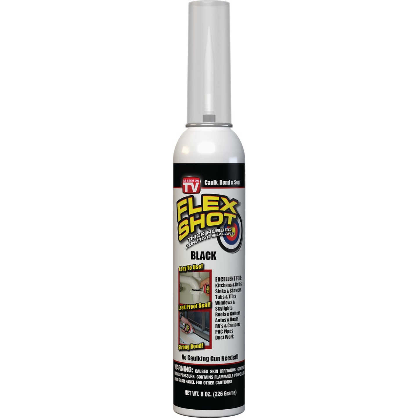 FLEX SHOT 8 Oz. Adhesive Rubber Sealant, Black Image 1