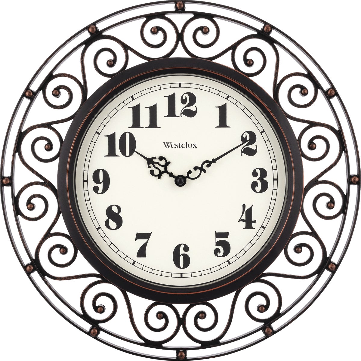 Westclox 12 In. Round Wrought Iron Design Wall Clock