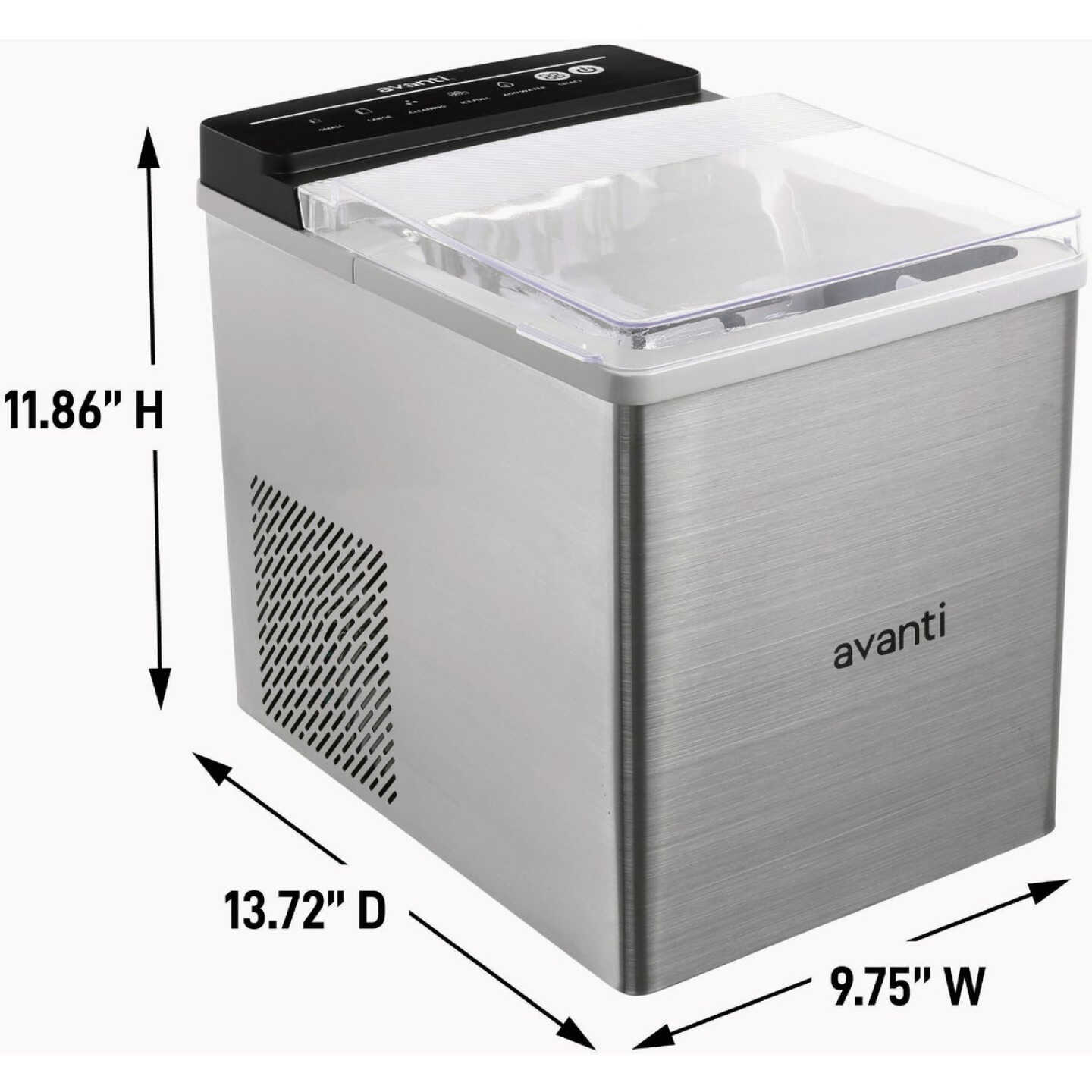 Avanti 33 Lb. Stainless Steel Portable Countertop Bullet Ice Maker Image 3