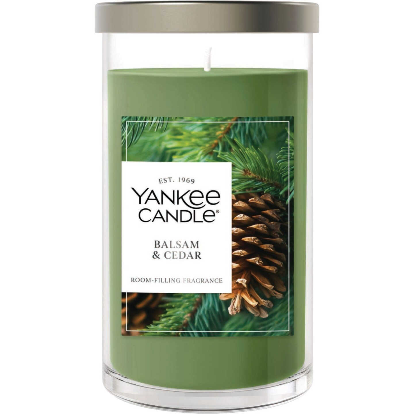 Yankee Candle 14-1/4 Oz. Balsam & Cedar Medium Pillar Candle Image 1
