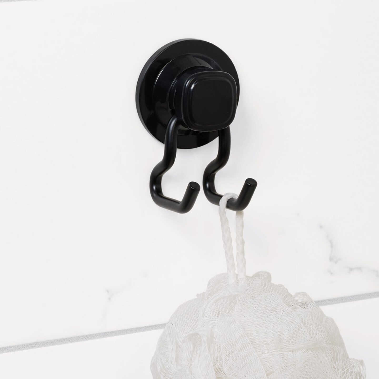 Zenna Home Rustproof Matte Black Power Grip Pro Adhesive/Suction Shower Storage Hook Image 3