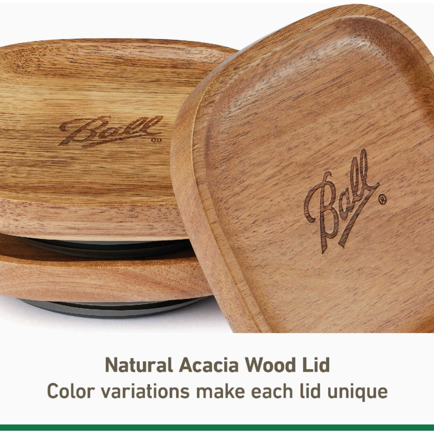 Ball Stack & Store Mason Jar Acacia Wooden Lids (3-Count) Image 2