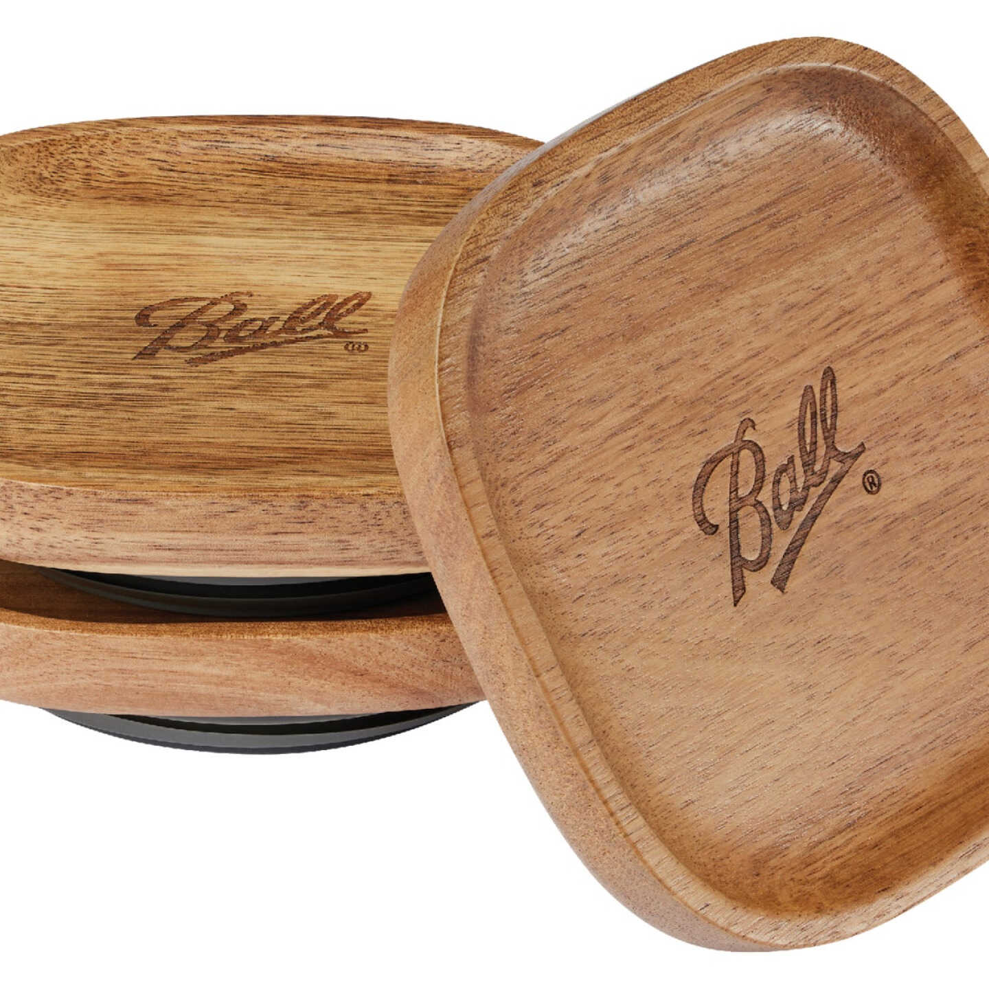 Ball Stack & Store Mason Jar Acacia Wooden Lids (3-Count) Image 1