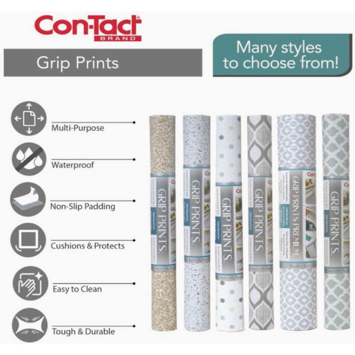 Con-Tact 18 In. x 4 Ft. Granite Black & White Grip Non-Adhesive Shelf Liner Image 3
