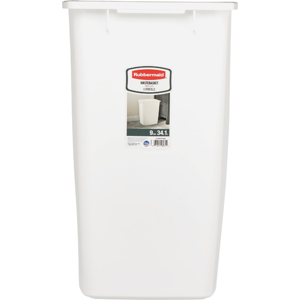 Rubbermaid 9 Gal. White Wastebasket Image 2