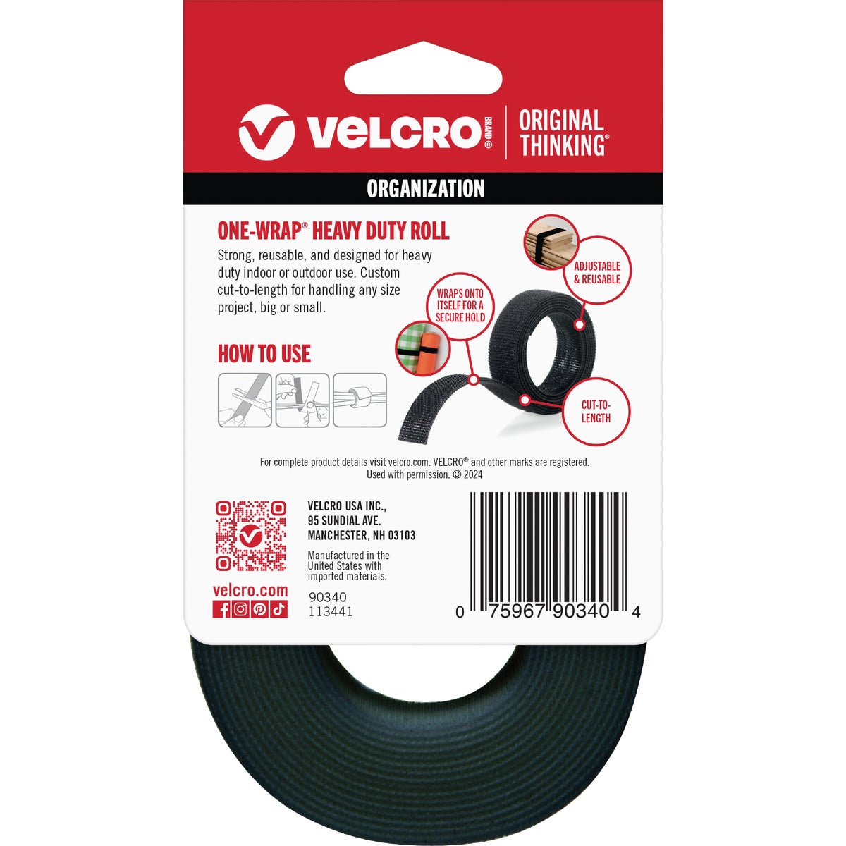 VELCRO Brand One-Wrap 3/4 In. x 12 Ft. Black Multi-Use Hook & Loop Roll Image 4