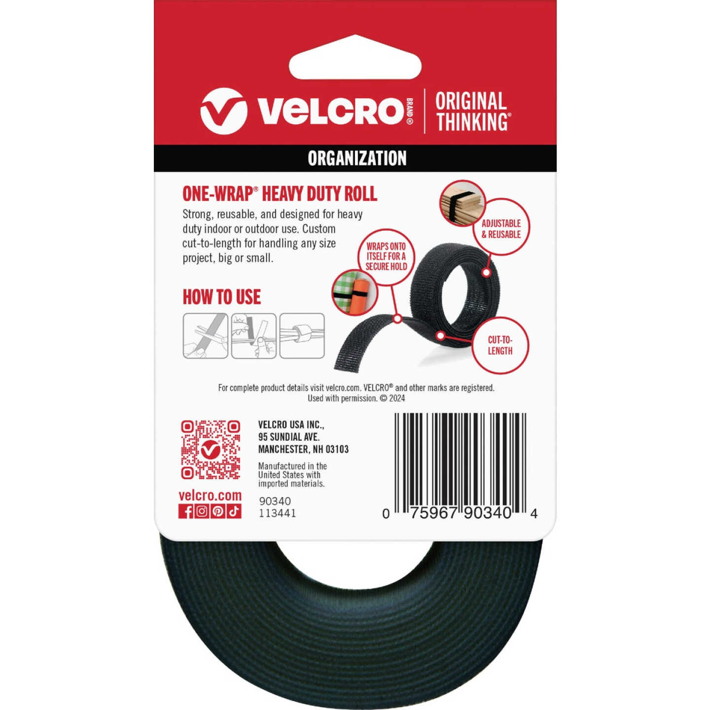 VELCRO Brand One-Wrap 3/4 In. x 12 Ft. Black Multi-Use Hook & Loop Roll Image 4