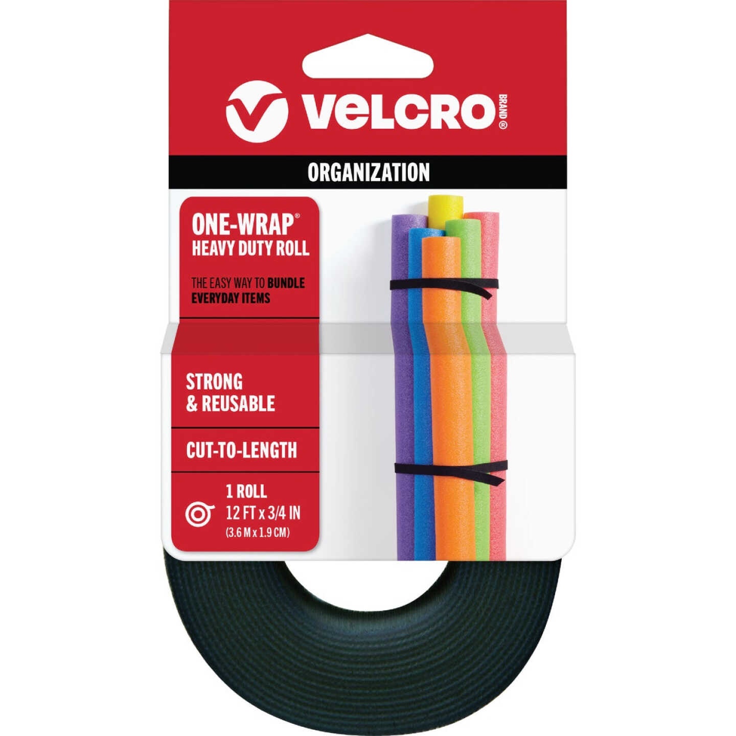 VELCRO Brand One-Wrap 3/4 In. x 12 Ft. Black Multi-Use Hook & Loop Roll Image 1