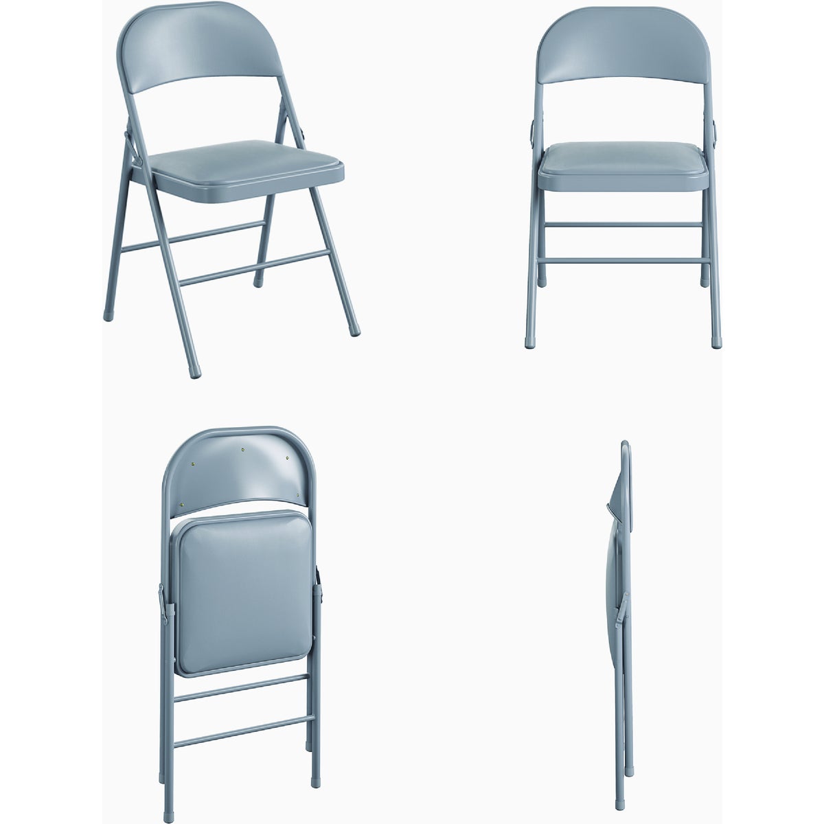 COSCO Premium Gray Vinyl Padded Metal Folding Chair Image 3