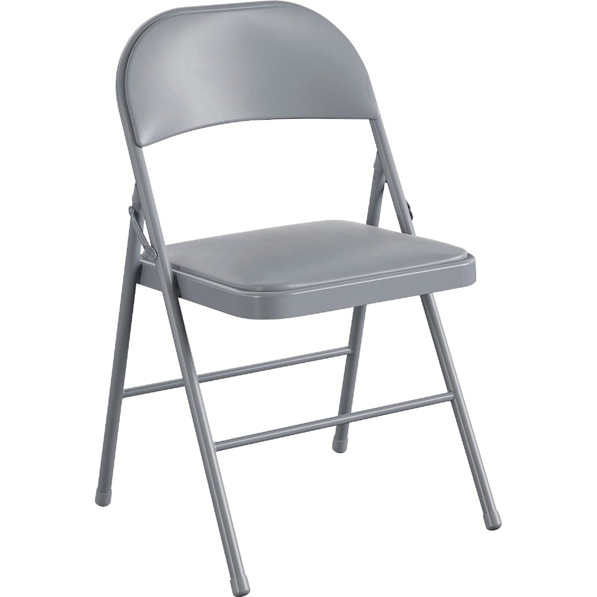 COSCO Premium Gray Vinyl Padded Metal Folding Chair