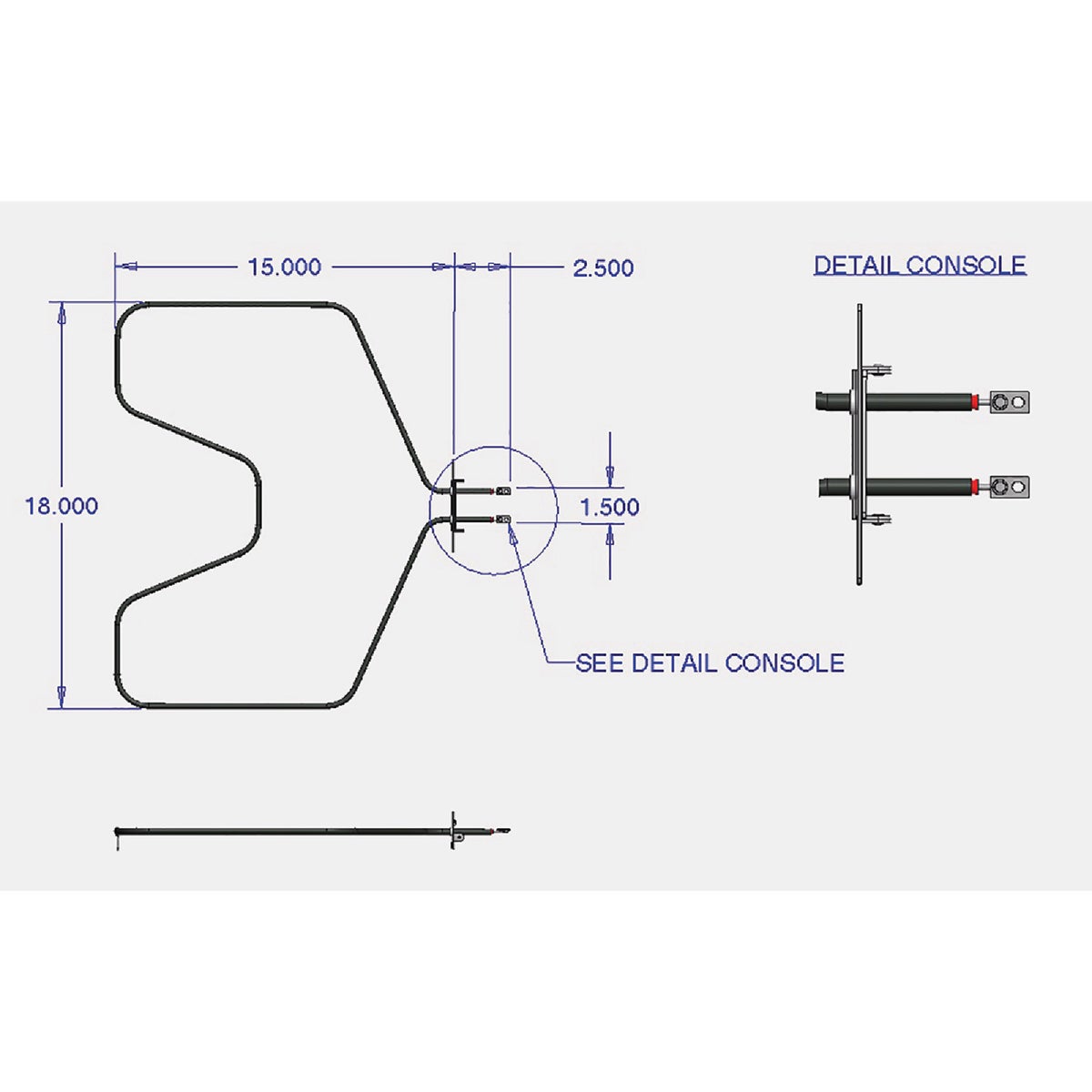 Range Kleen 7508 2585W/250V Replacement Oven Element Image 2