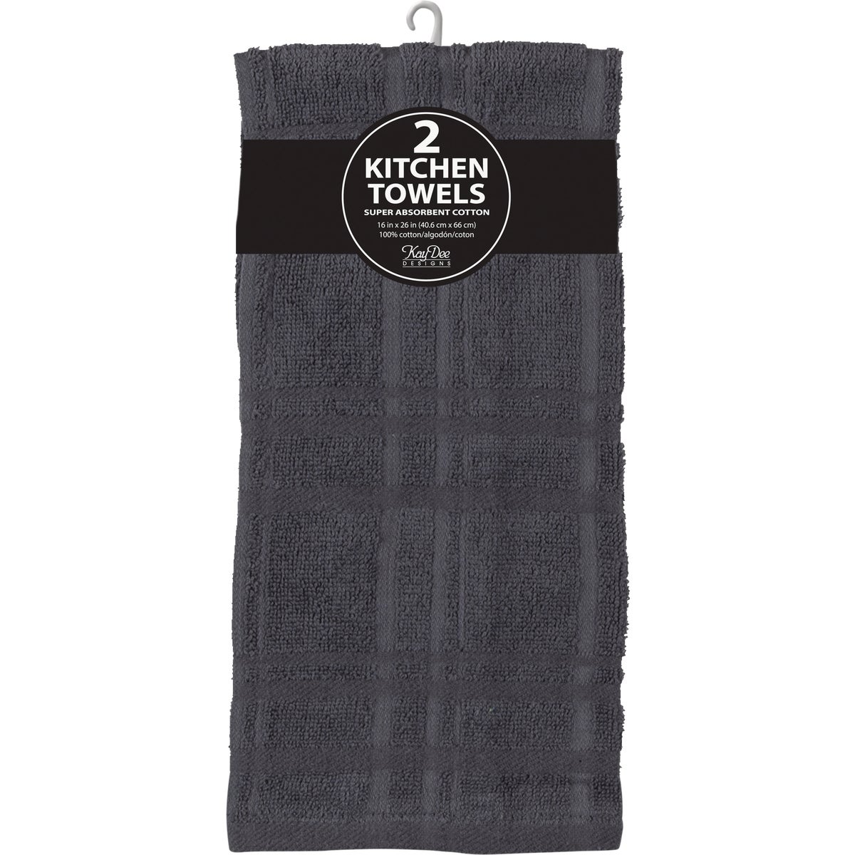  Kay Dee Designs Charcoal Solid Terry Kitchen Towel (2-Pack) Image 2