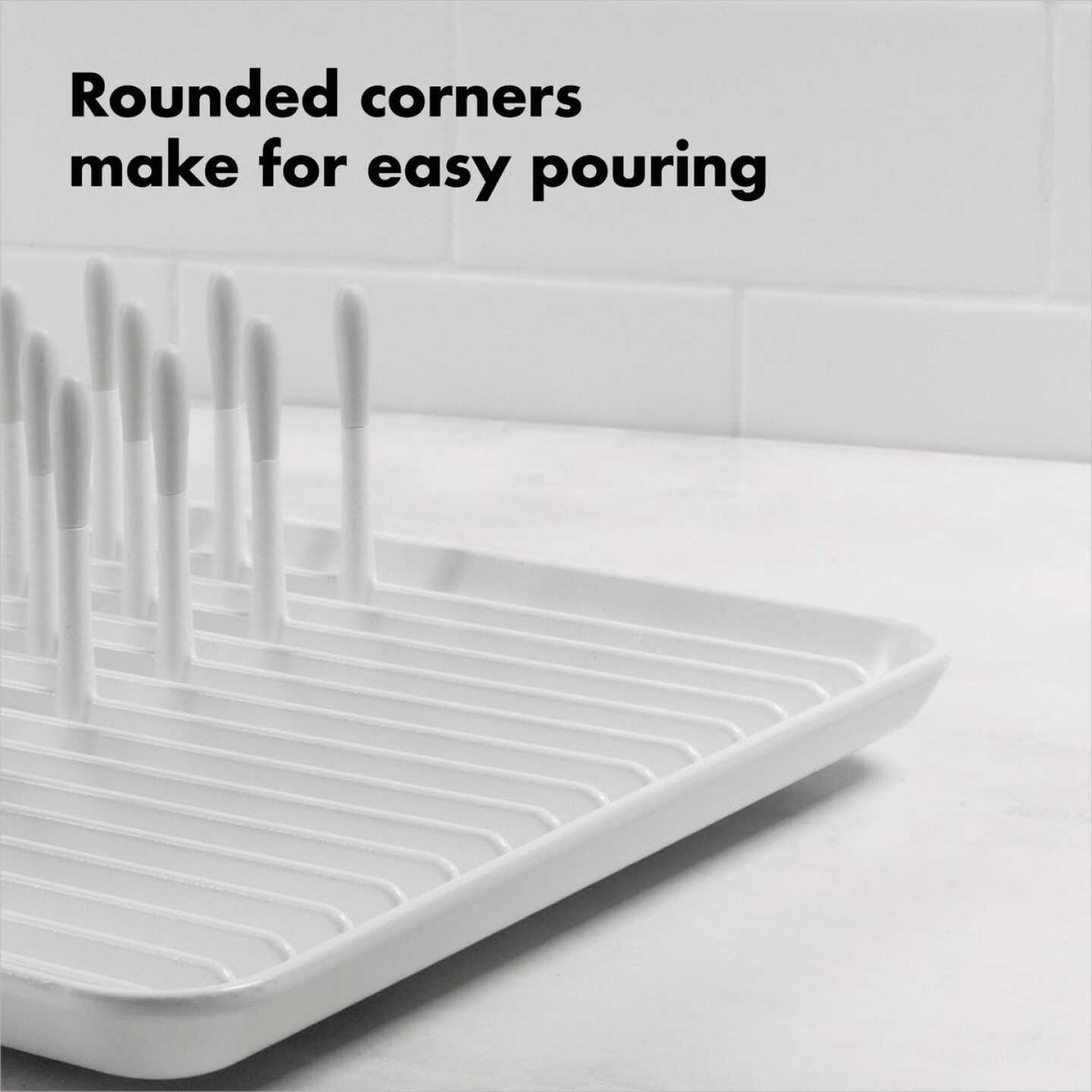 OXO Good Grips 10-1/2 In. W x 13-3/4 In. L White Dish Rack Image 3