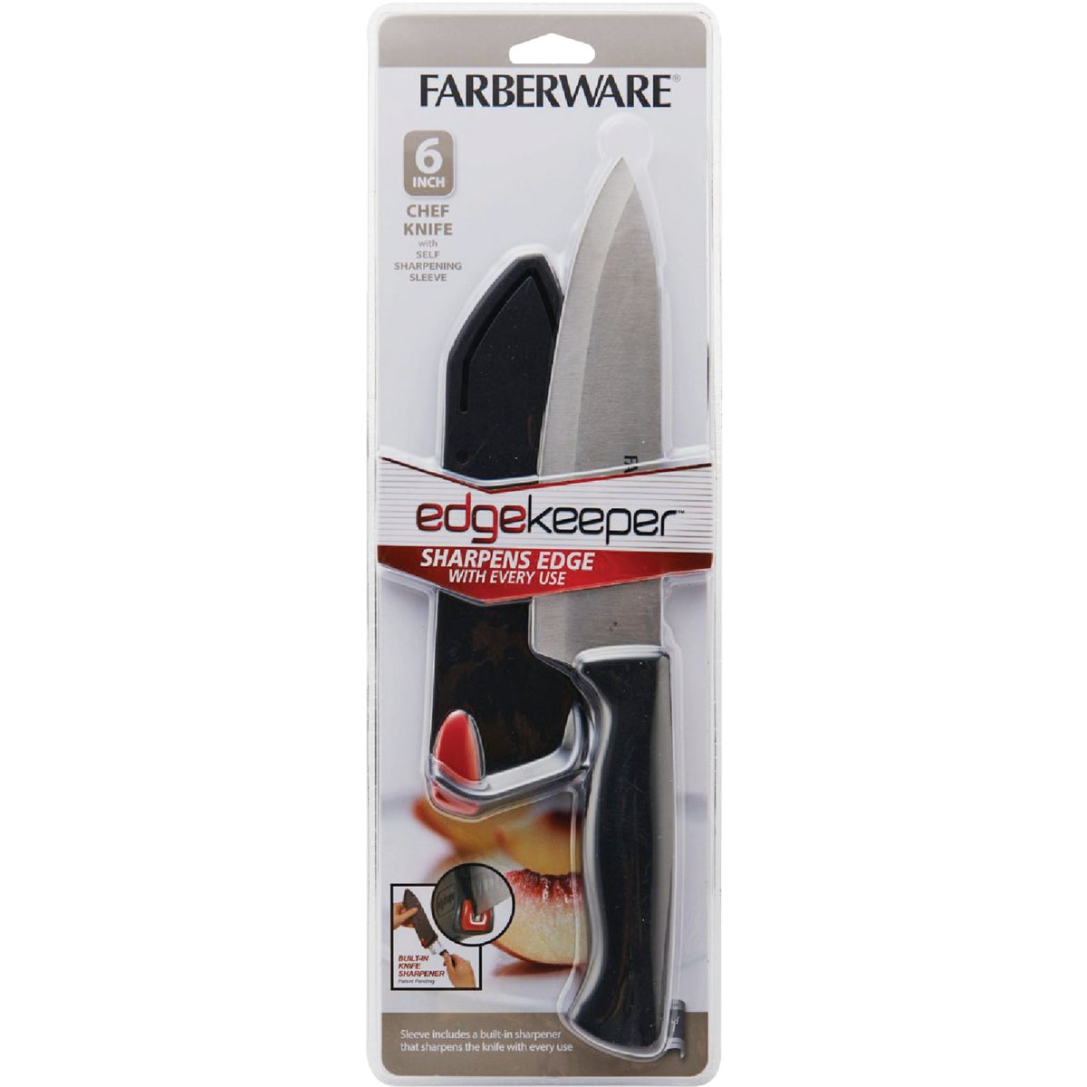 Farberware 6 In. Black Chef Knife with Edgekeeper Sheath Image 1