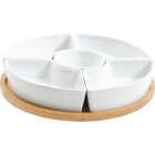 Gibson Home Gracious Dining Tidbit Dishes with Wood Base (6-Piece) Image 1