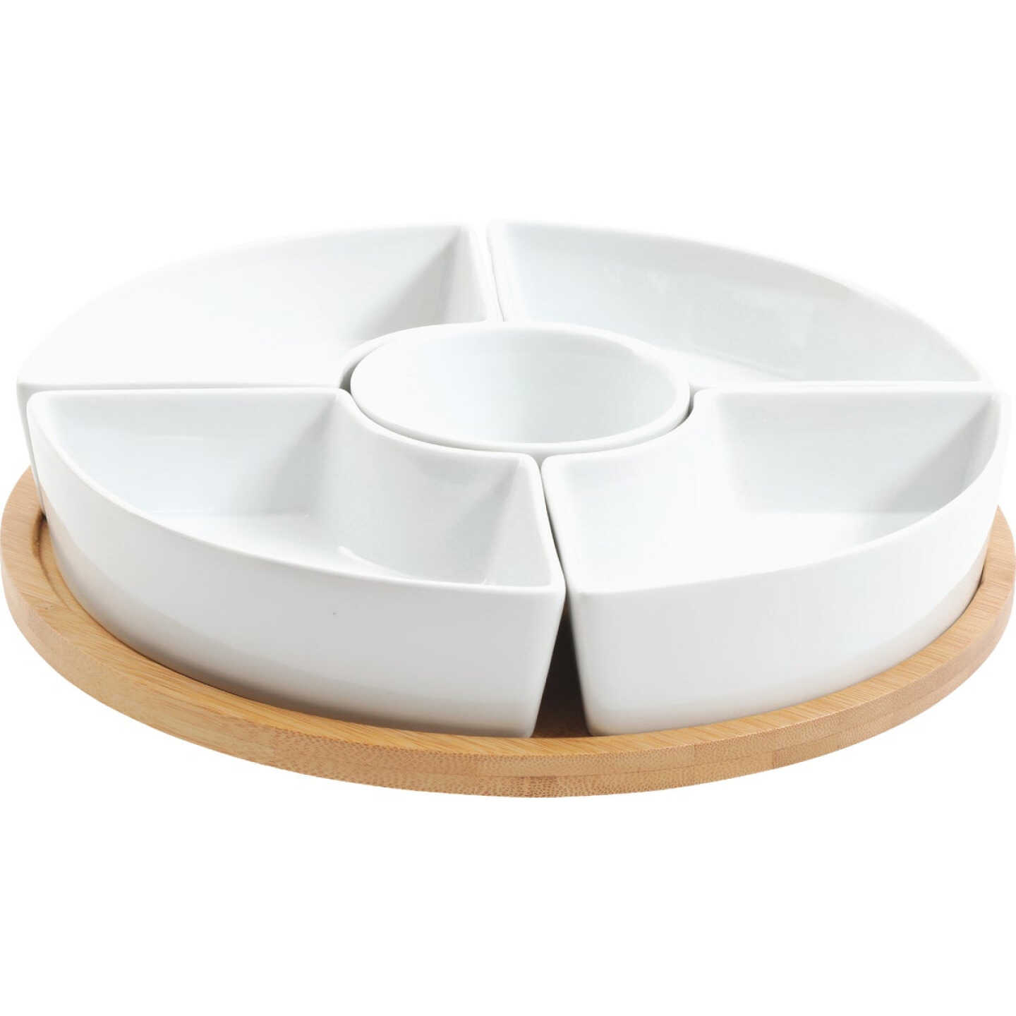 Gibson Home Gracious Dining Tidbit Dishes with Wood Base (6-Piece) Image 1