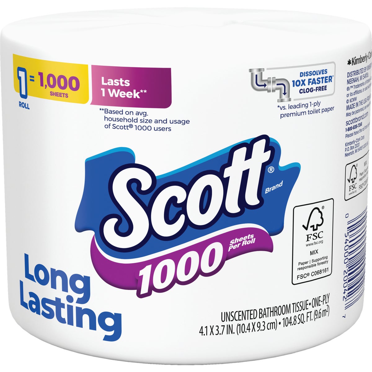 Scott 1000 Sheets Per Roll Regular Toilet Paper