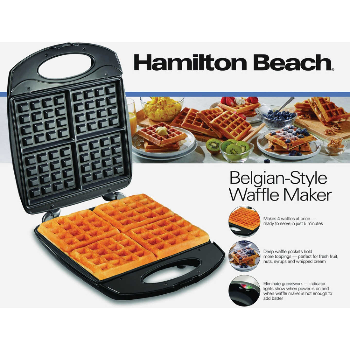 Hamilton Beach Belgian-Style Waffle Maker Image 2