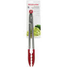 KitchenAid 11.5 In. Gourmet Red Silicone Tip Stainless Steel Locking Tongs Image 2