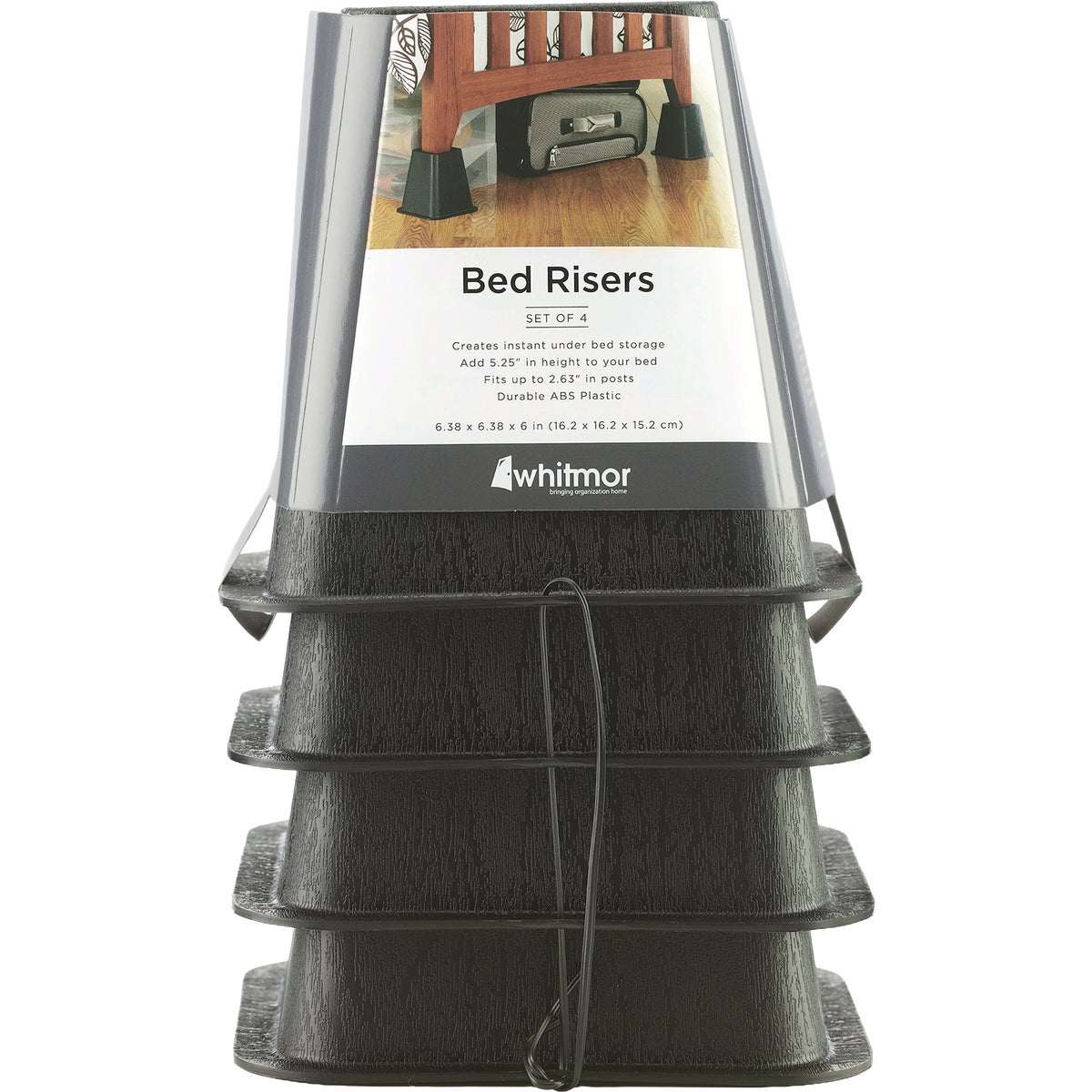 Whitmor 6 In. Black Bed Risers (4-Pack) Image 1