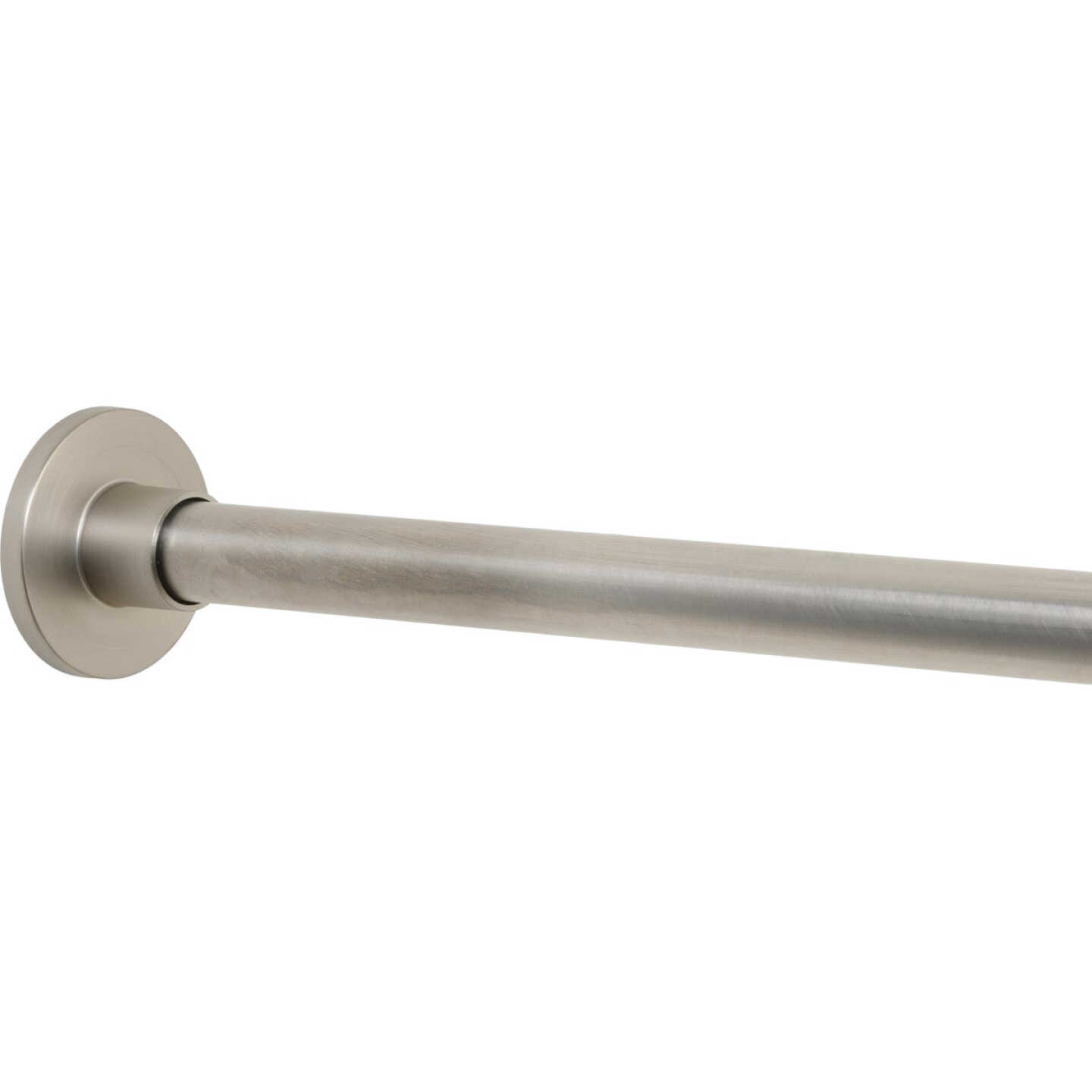 Zenna Home Straight 50 In. to 86 In. Rustproof Stainless Steel Adjustable Tension Shower Curtain Rod, Brushed Nickel Image 1