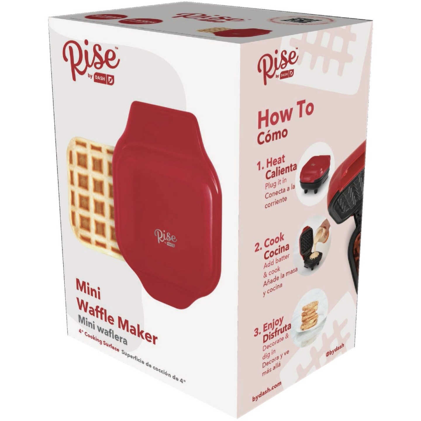 Rise by Dash 4 In. Red Mini Waffle Maker Image 3