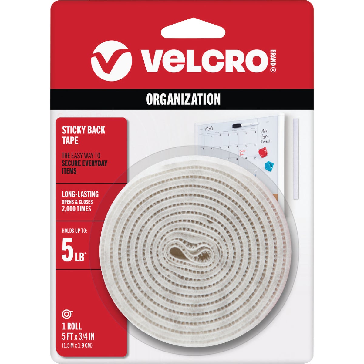 VELCRO Brand 3/4 In. x 5 Ft. White Sticky Back Reclosable Hook & Loop Roll
