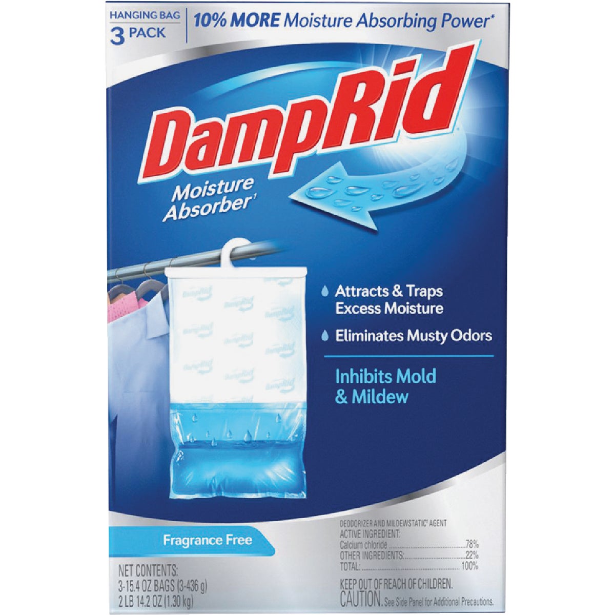DampRid 15.4 Oz. Fragrance Free Moisture Absorber Hanging Bag (3-Ct.)