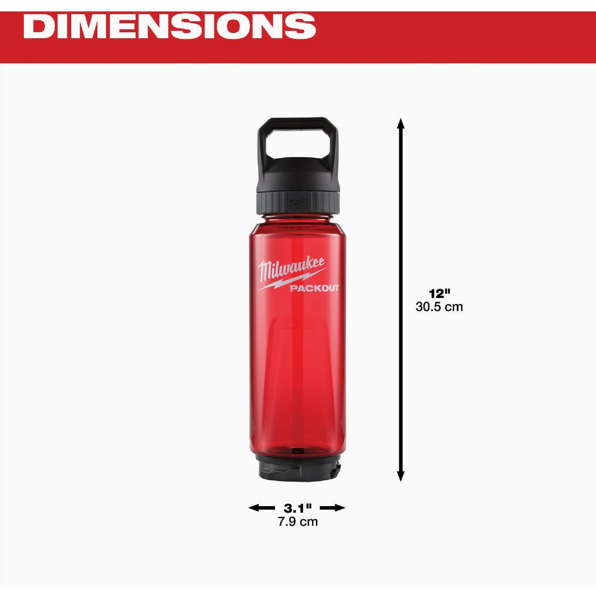 Milwaukee PACKOUT 34 Oz. Plastic Bottle with Chug Lid, Red Image 3