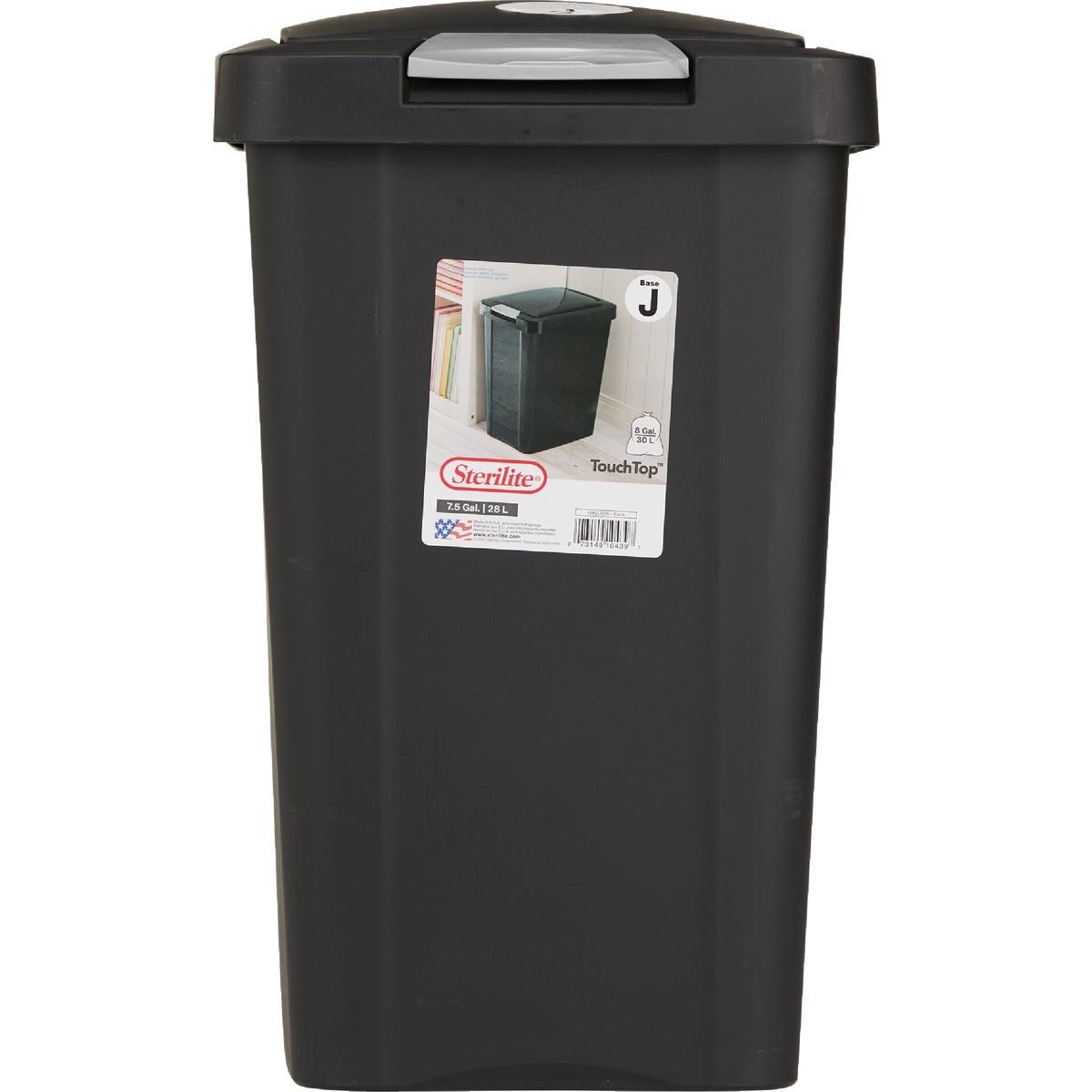 Sterilite 7.5 Gal. Black TouchTop Wastebasket Image 4