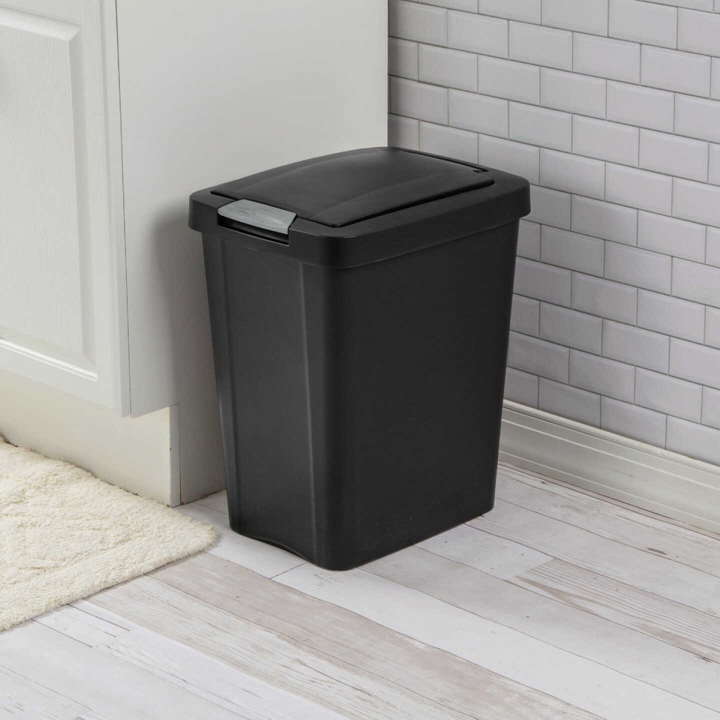 Sterilite 7.5 Gal. Black TouchTop Wastebasket Image 3