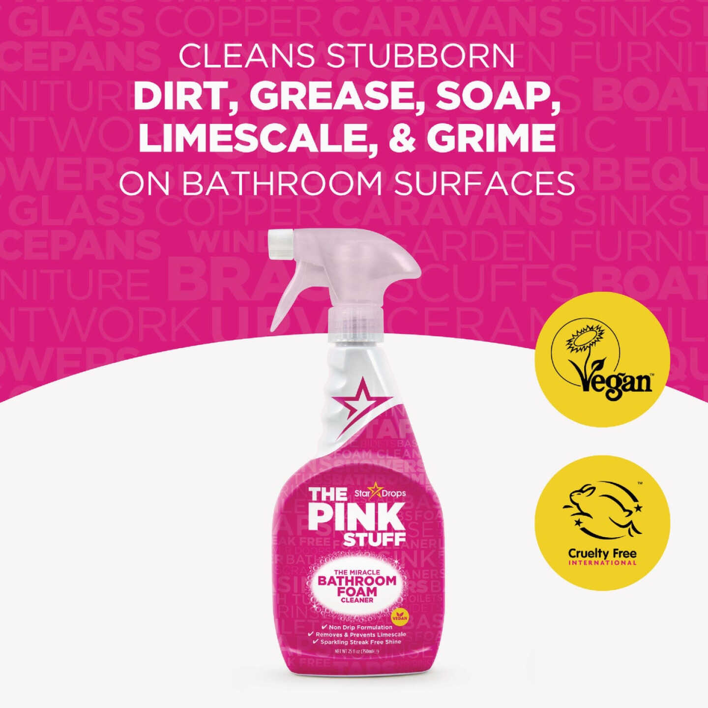 The Pink Stuff 25.4 Oz. Miracle Bathroom Foam Spray Cleaner Image 2