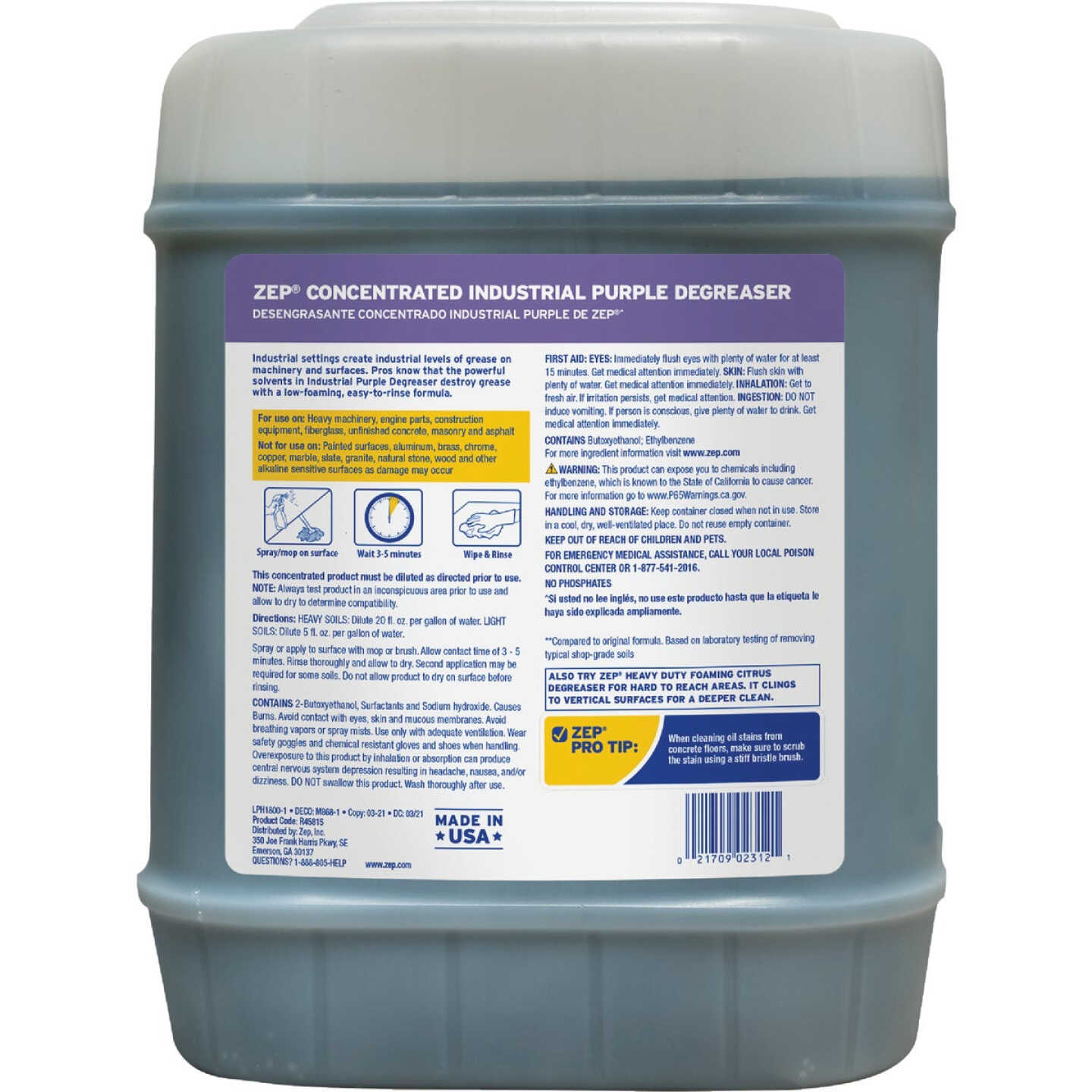 Zep 5 Gal. Industrial Purple Cleaner & Degreaser Concentrate Image 2