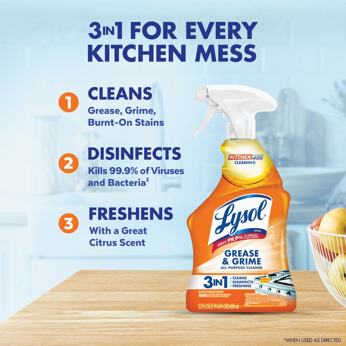 Lysol 22 Oz. Pro Antibacterial Liquid Citrus Kitchen Cleaner Image 6