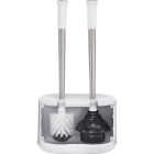 Polder Stainless Steel/White Toilet Brush and Plunger Caddy Image 1
