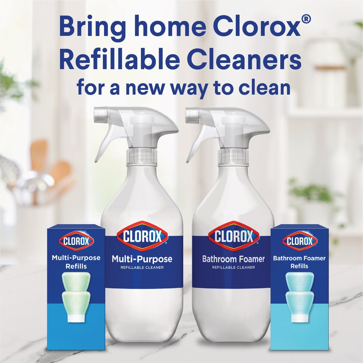 Clorox Fresh Scent Bleach-Free Bathroom Foamer Refillable Cleaner Starter Kit Image 2
