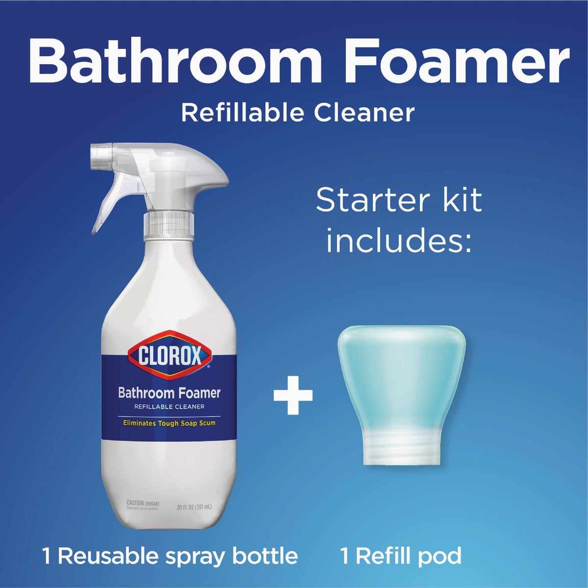 Clorox Fresh Scent Bleach-Free Bathroom Foamer Refillable Cleaner Starter Kit Image 5