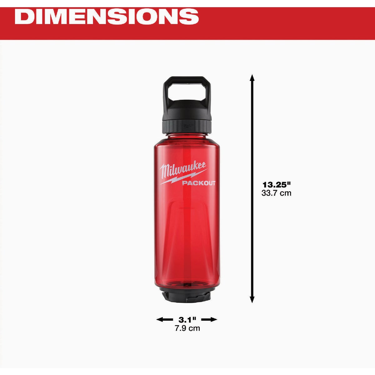 Milwaukee PACKOUT 48 Oz. Plastic Bottle with Chug Lid, Red Image 3