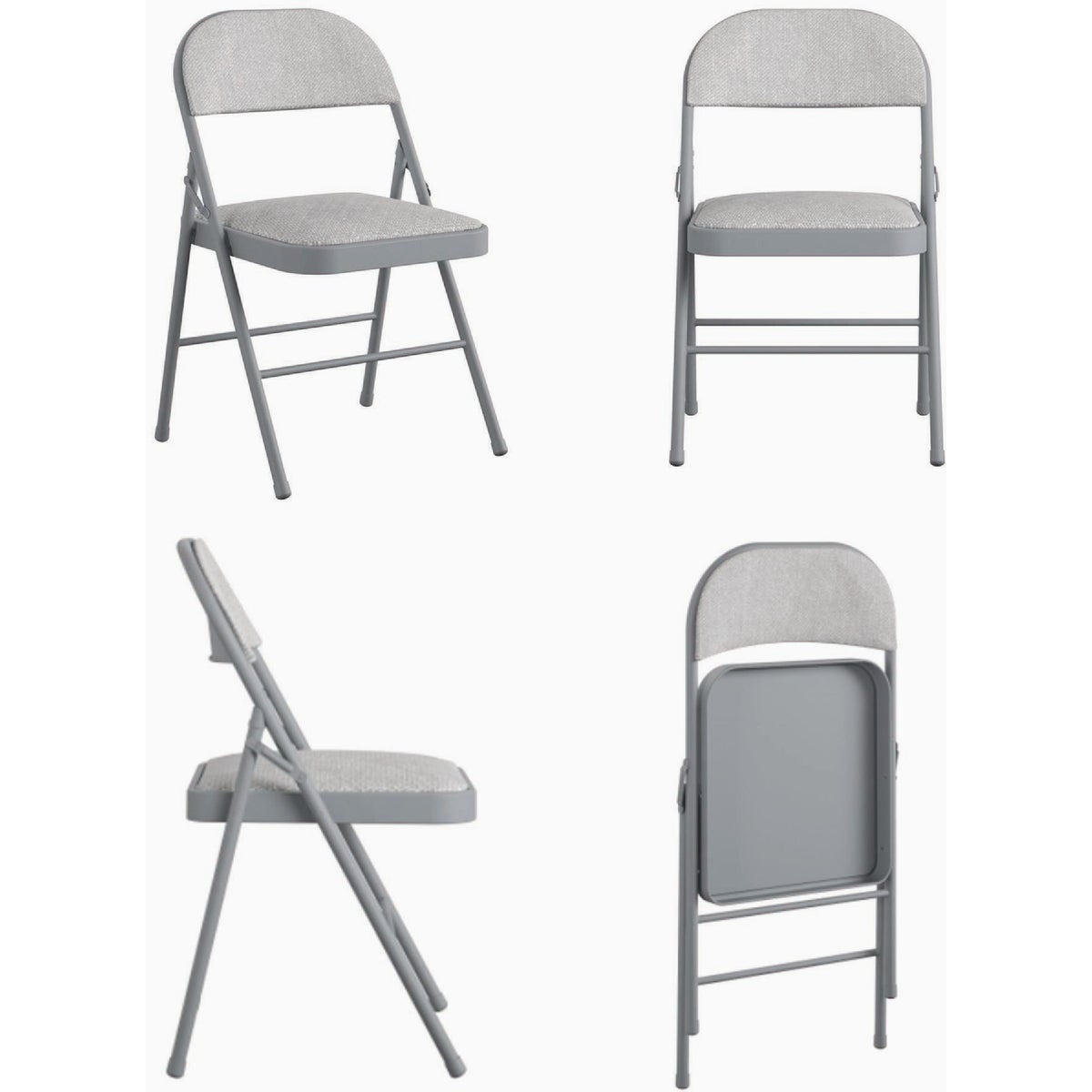 COSCO Premium Gray Fabric Padded Metal Folding Chair Image 4