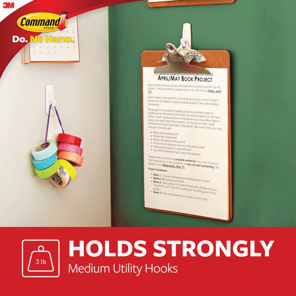 Command Medium Utility Hook, White, 2 Hooks, 4 Strips Image 3