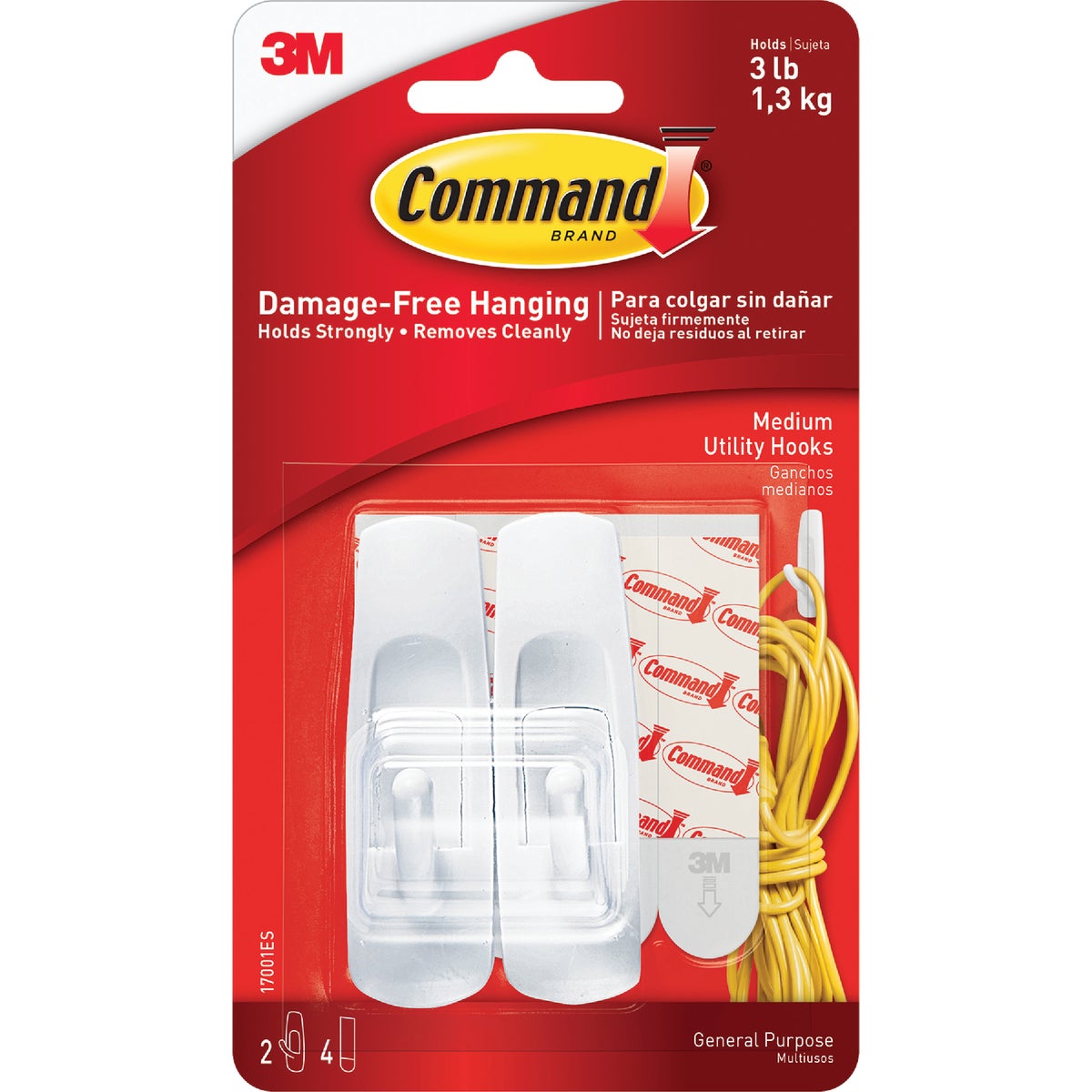 Command Medium Utility Hook, White, 2 Hooks, 4 Strips Image 10