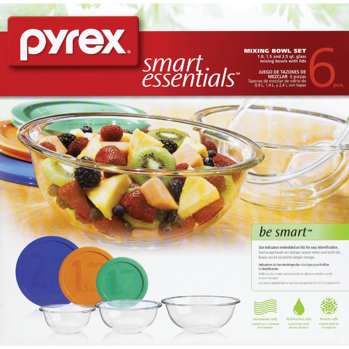 Pyrex Smart Essentials Covered Glass Pyrex Bowl Set (6-Piece) Image 3