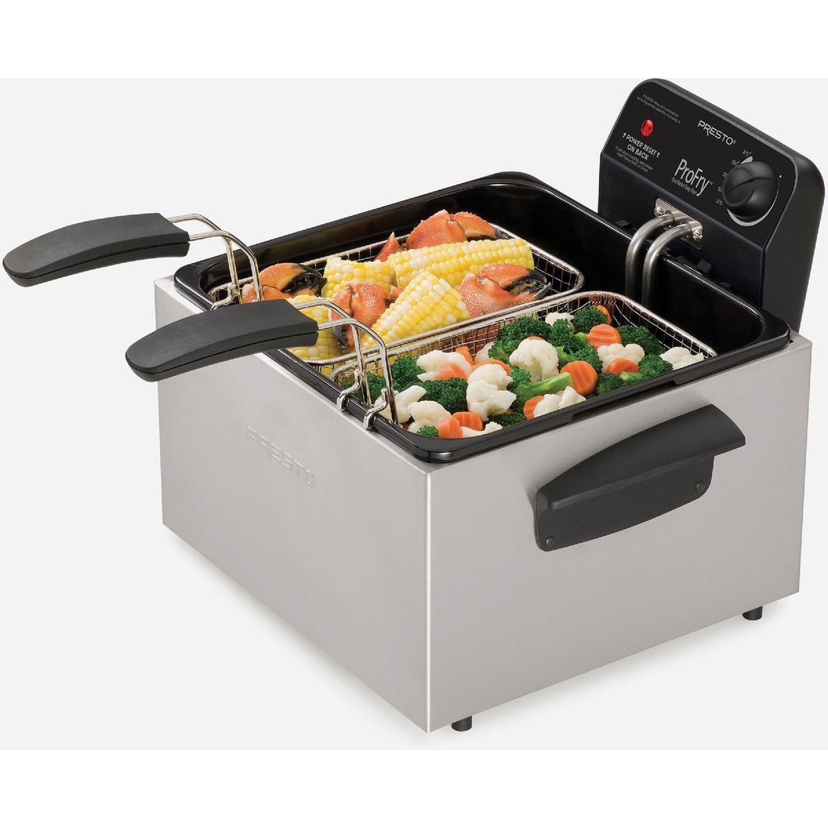 Presto ProFry 3 Qt. Silver Aluminum Dual Basket Deep Fryer Image 3