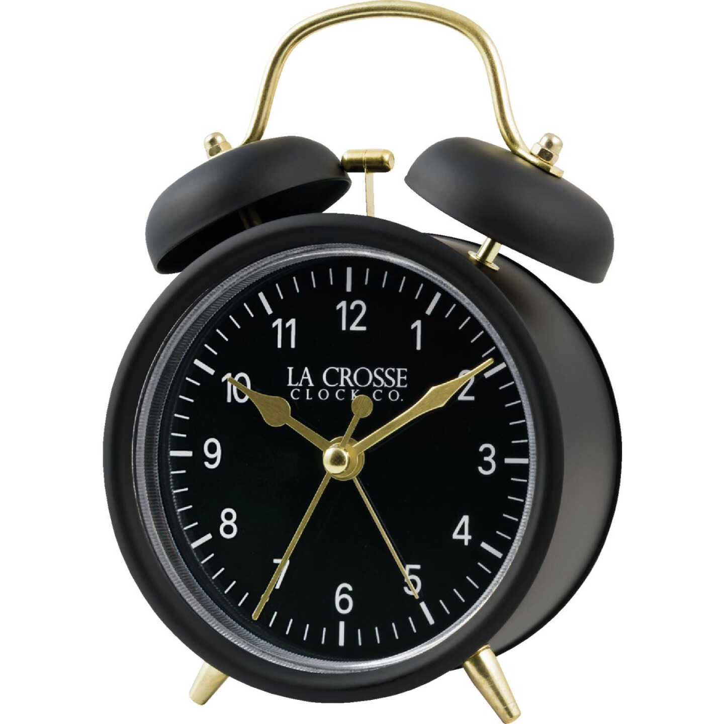 La Crosse Clock Co. Black Twin Bell Alarm Clock Image 1