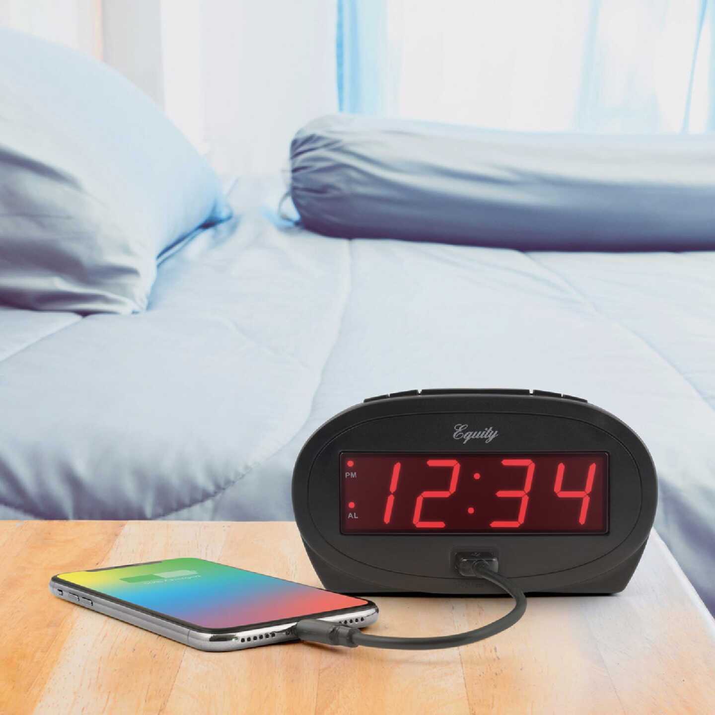 La Crosse Technology Equity 0.9 In. Red LED Alarm Clock with USB Charging Port Image 2