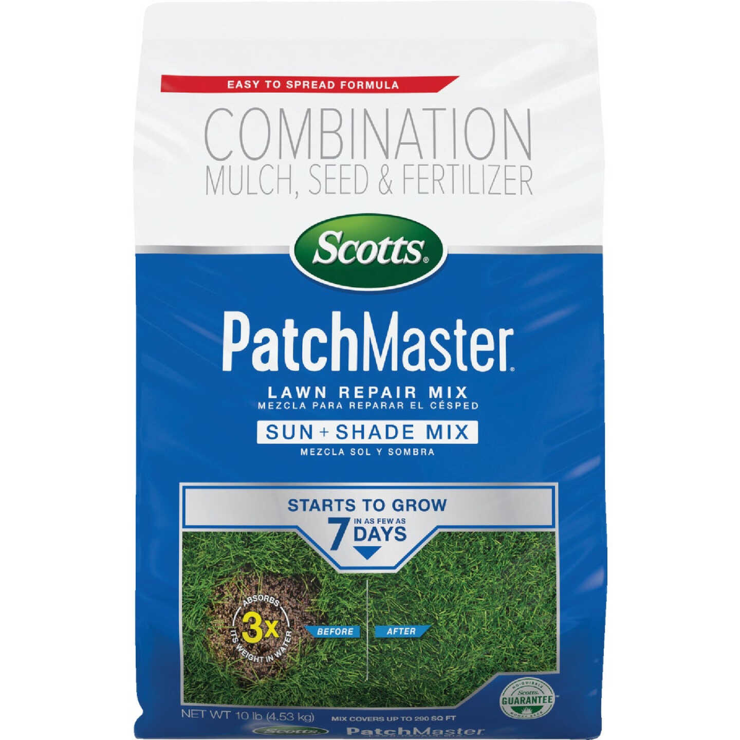 Scotts PatchMaster 10 Lb. 145 Sq. Ft. Lawn Repair Mix Sun and Shade Mix Mulch, Seed and Fertilizer Combination Image 1