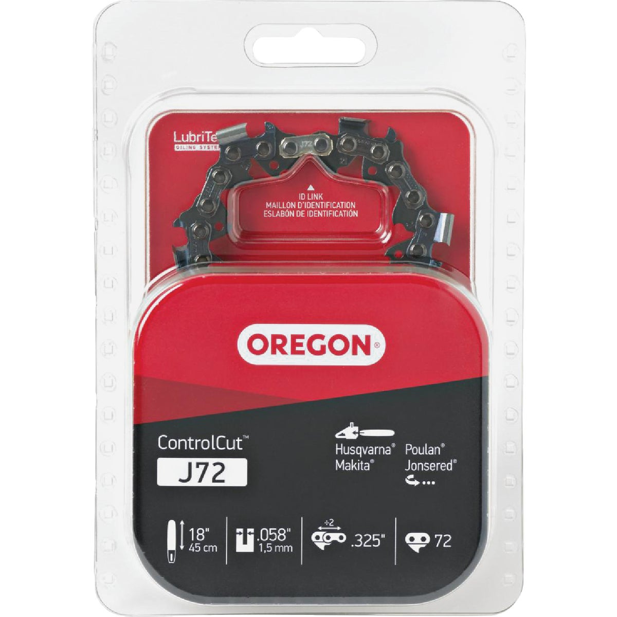 Oregon J72 ControlCut Saw Chain for 18 in. Bar - 72 Drive Links - fits Husqvarna, Jonsered, Makita, Poulan and others Image 1