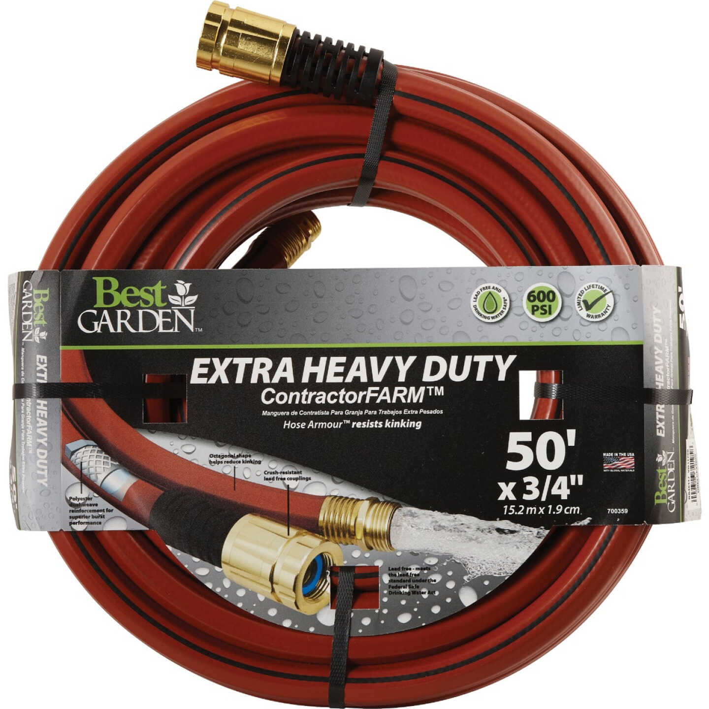 Best Garden 3/4 In. Dia. x 50 Ft. L. Drinking Water Safe Contractor Hose Image 1