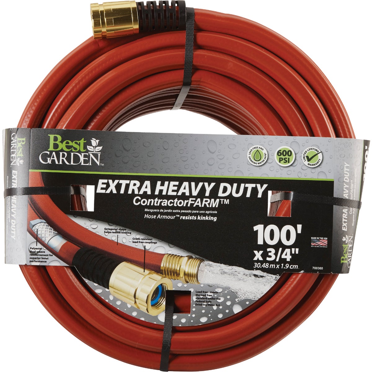 Best Garden 3/4 In. Dia. x 100 Ft. L. Drinking Water Safe Contractor Hose Image 1