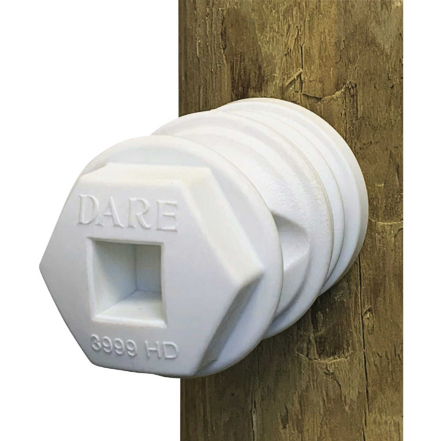 Dare Screw-On White Polyethylene Hex Head Electric Fence Insulator Image 2